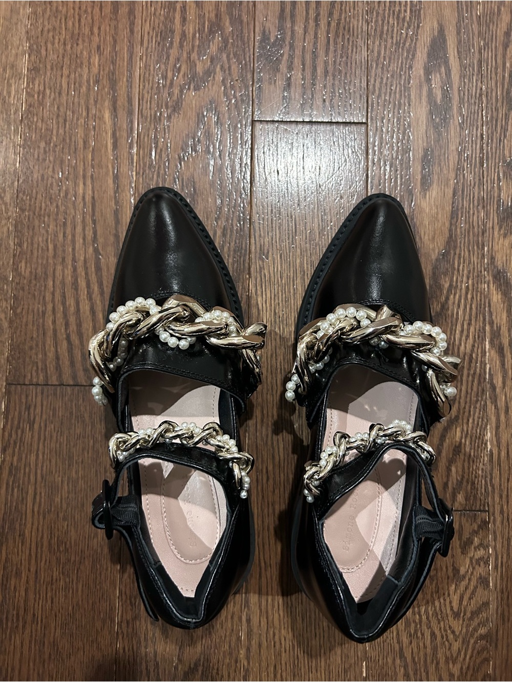 Simone Rocha Black Pearl-Embellished Pointed Mary Jane Flats - Women